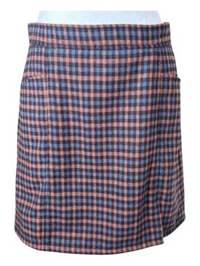 LOFT Plaid Wool Blend Skirt, Machine Washable, Front Pockets/ Slit, Size 4.